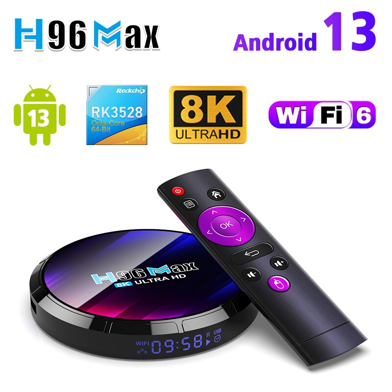 ȵ̵ TV  ڽ, H96MAX RK3528, 4GB RAM, 64GB ROM, ȵ̵ ڽ , 2.4G, 5.8G, WiFi6, BT5.0, 4K 